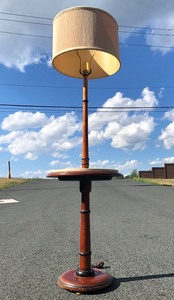 lot 359 image: Niec Quality 1960s Danish Modern Turned Wood & Marble Floor Lamp