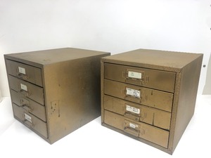 lot 365 image: Matching Pair of Vintage 4-Drawer Small Metal PartsHardware Cabinets