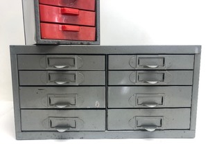 lot 366 image: Vintage Metal 8-Drawer PartsHardware Cabinet & Smaller Cabinet