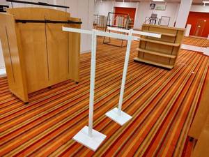 2 White Clothing Display Racks