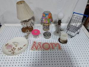 Misc. Decor, Red Wing Rose Plate, Crystal Lamp, Carousel Horse Lamp, Crystal Trinket Boz, Candles, Shells & Misc
