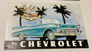 Metal Mustang Sign and Metal Chevrolet Sign
