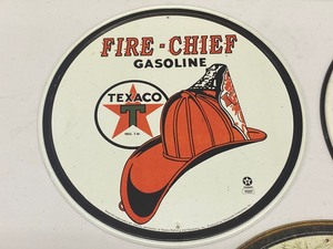 Three Metal Circular Texaco Signs