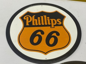 Three Metal Signs Phillips 66, 76 and Pennzoil