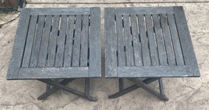 Pair of Light Weight Wood Outdoor Accent Tables