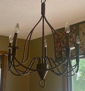 Lovely Five Arm Chandelier with Rustic Cast Finish