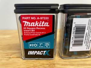 lot 5 image: 2 Makita 25 Pack A-97330-10 Impactx 2 Square Recess 1 Insert Bits