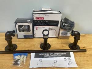 lot 25 image: Lot of Various Bathroom Hardware, Towel Rings and Bars
