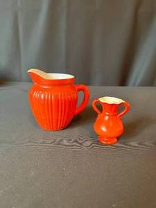 Orange Ceramic Pitcher & Vase