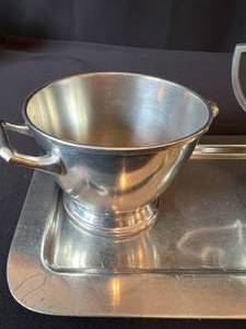 Pewter Tray, Creamer and Sugar Set