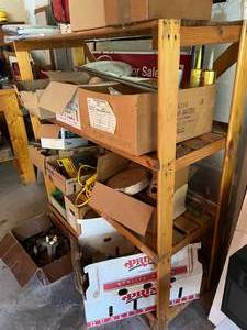 Wood Shelf & Contents