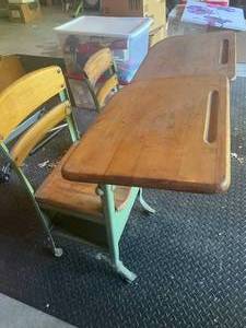 2 Vintage School DesksChair