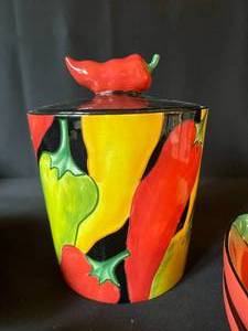 Chili Pepper Jar and 5 Bowls