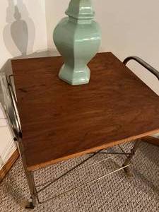 Rolling Metal Coffee Cart and Lamp