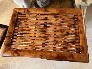 Bamboo TV Tray, Oriental Tray & Candlesticks