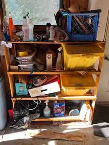 Wall of Tools and Wood Shelf