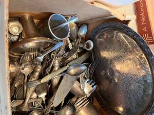 Silver Plate Box of Items
