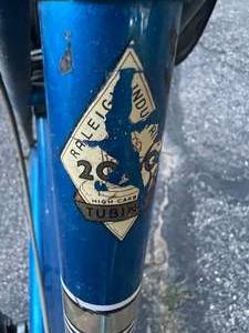 Vintage Blue Raleigh Sport Bike with Brooks Leather Saddle Seat