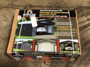 lot 5 image: Arrow 12 ft. W x 20 ft. D Enclosure Kit for Carport with Convenient Drive-Through Access and Heat-Sealed Seams- Open Box - Review all pictures