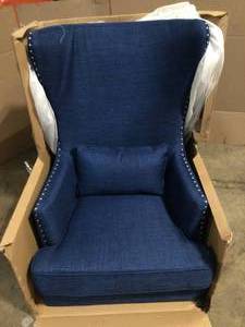 lot 8 image: Kegan Blue Accent Chair - Open Box - Review all pictures
