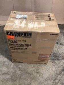 lot 31 image: Champion Power Equipment 22 in. 212cc 4-Stroke Gas Garden Front Tine Tiller with Forward and Reverse - Customer Return - Review all pictures