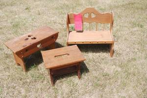 lot 210 image: 3 wood stools...