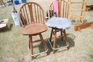lot 211 image: Two swivel bar stools with back. On...