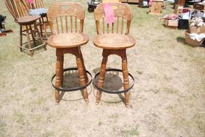 lot 219 image: Two swivel bar stools with backs an...