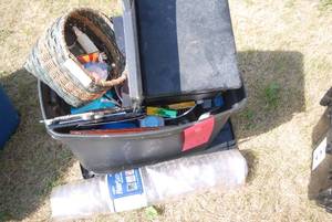 lot 261 image: Two totes of misc household items a...