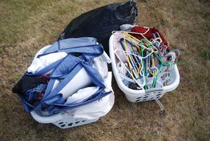 lot 275 image: Misc lot. Hangers, laundry basket c...