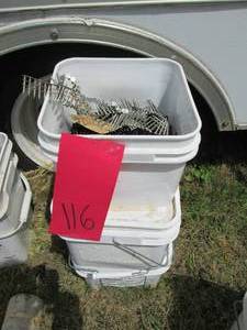 lot 116 image: (3) buckets of roofing hardware, 3...