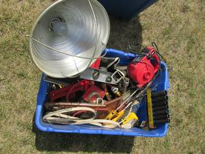 lot 123 image: Recycling totes filled with a large...