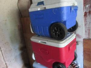 lot 145 image: (2) pull behind rolling coolers. on...