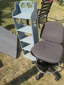 lot 328 image: 5-Tier blue painted wood Shelf with...