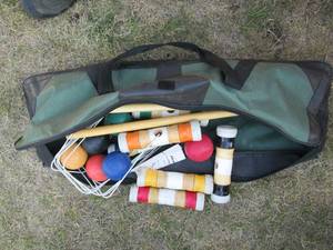 lot 345 image: Outdoor Wooden Croquet Game in zip ...