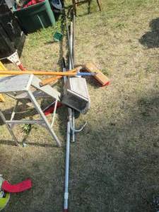 lot 347 image: Aluminum folding 2-step ladder, out...