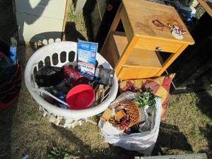 lot 348 image: Wood side table with drawer, door a...