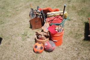 lot 284 image: Massive sporting goods lot with soc...