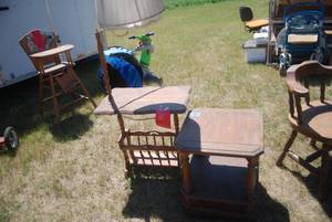 lot 285 image: Lot of two end tables. One has shel...