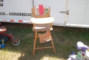 lot 292 image: Vintage wooden high chair with hand...