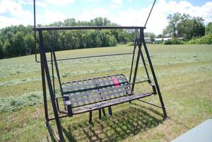 lot 5 image: Metal Outdoor Covered Bench swing f...