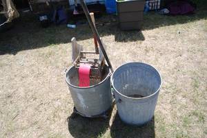 lot 10 image: Vintage metal mop bucket on wheels ...