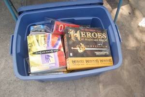 lot 44 image: Tote of misc items. Computer games,...