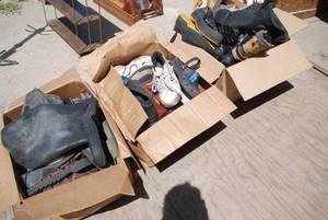lot 55 image: Three boxes of boots and shoes. Mis...