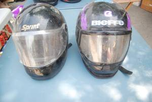 lot 56 image: 2 helmets. One is a BIEFFE and the ...