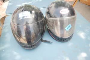 lot 58 image: Lot of two helmets. Black with red ...