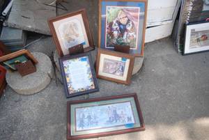 lot 407 image: Framed Prints of Boy with dogs, mil...