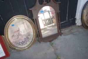 lot 410 image: Vintage framed cottage print, relig...