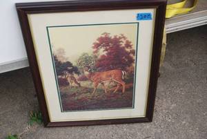 lot 425 image: 5 framed prints a big buck couple o...