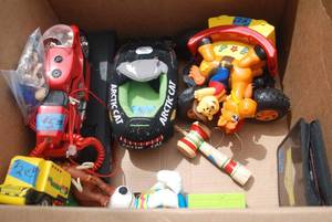 lot 444 image: (2) Boxes of toys ranging from baby...